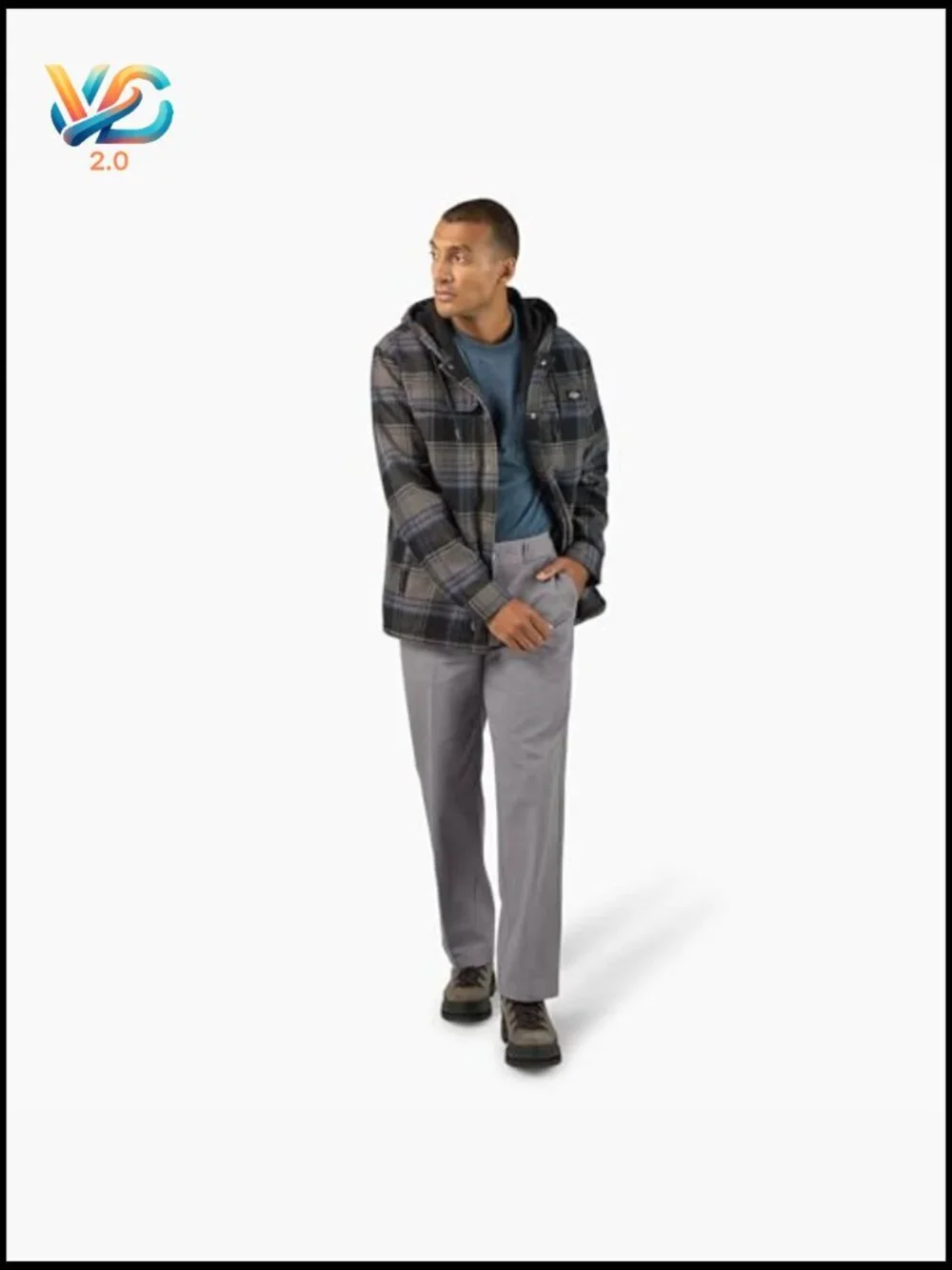 Relaxed Fit Cotton Flannel Shirt Jacket with Snap Front